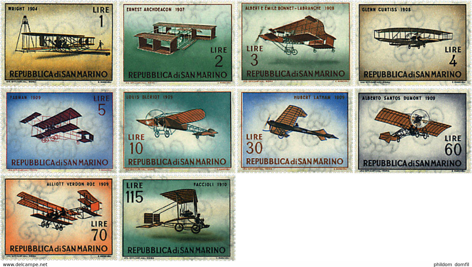 70043 MNH SAN MARINO 1962 AVIACION PIONERA. - Oblitérés