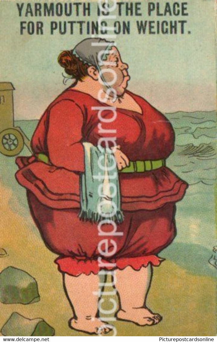 YARMOUTH IS THE PLACE FOR PUTTING ON WEIGHT OLD COLOUR ART POSTCARD CORONA PUBLISHING GREAT YARMOUTH - Great Yarmouth