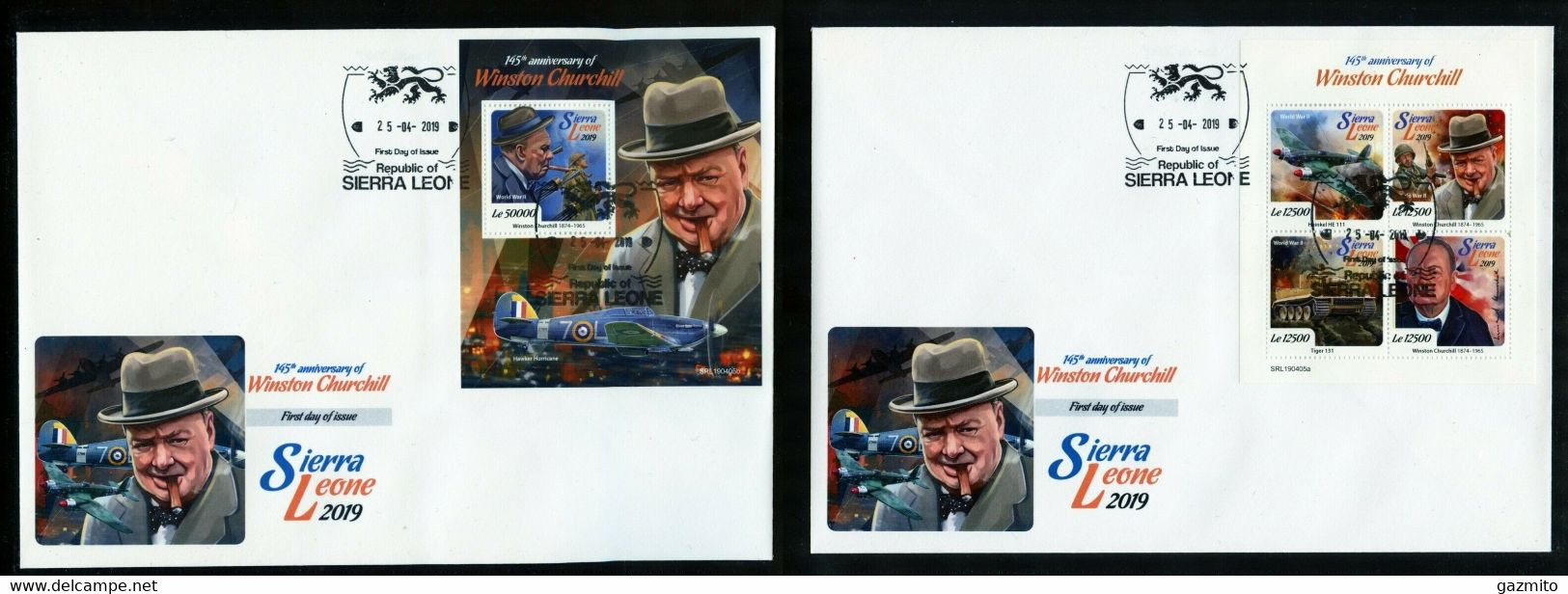 Sierra Leone 2019, Churchill, WWII, Cigar, 4val In BF +BF In 2FDC - Drugs