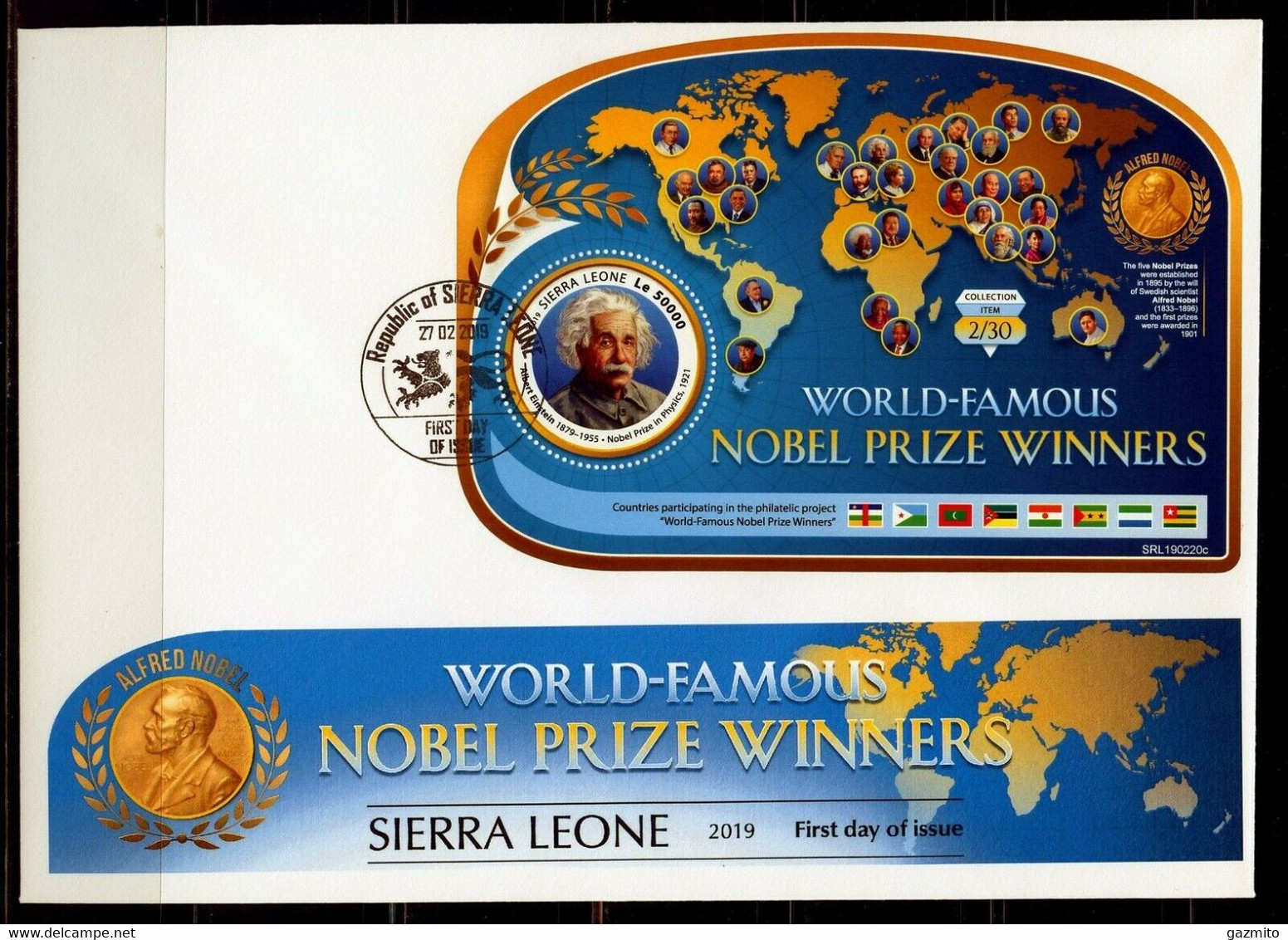 Sierra Leone 2019, Nobel Prize, Einstein, BF In FDC - Albert Einstein