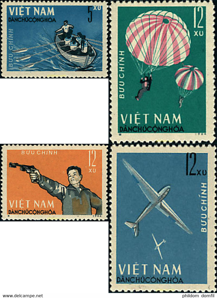 37687 MNH VIETNAM DEL NORTE 1964 JUEGOS DEPORTIVOS MILITARES - Parachutting