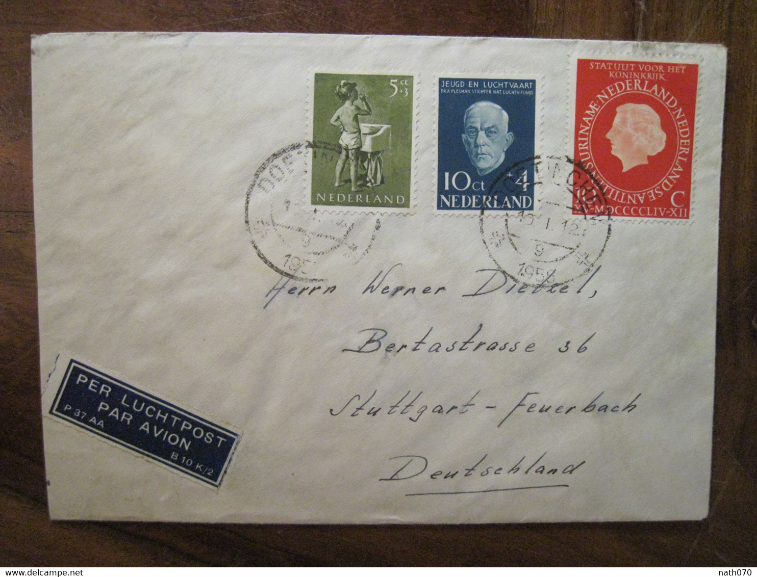 Nederland 1958 Hollande Pays Bas Cover Enveloppe Par Avion Per Luchtpost Germany - Brieven En Documenten