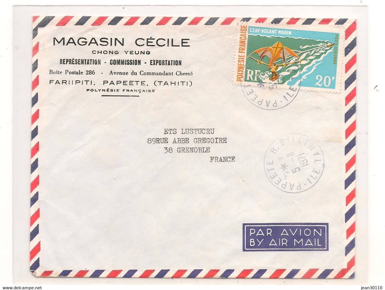 POLYNÉSIE FRANÇAISE 5-11-1971 ENVELOPPE DE PAPEETE POUR GRENOBLE - Cartas & Documentos