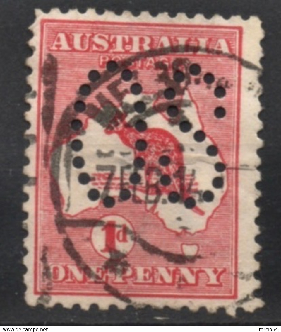 Australie Kangourous 1Penny Rouge PERFORE - Australia Kangaroos SG  2 Oblitéré One Penny RED PERFIN - Used Stamps