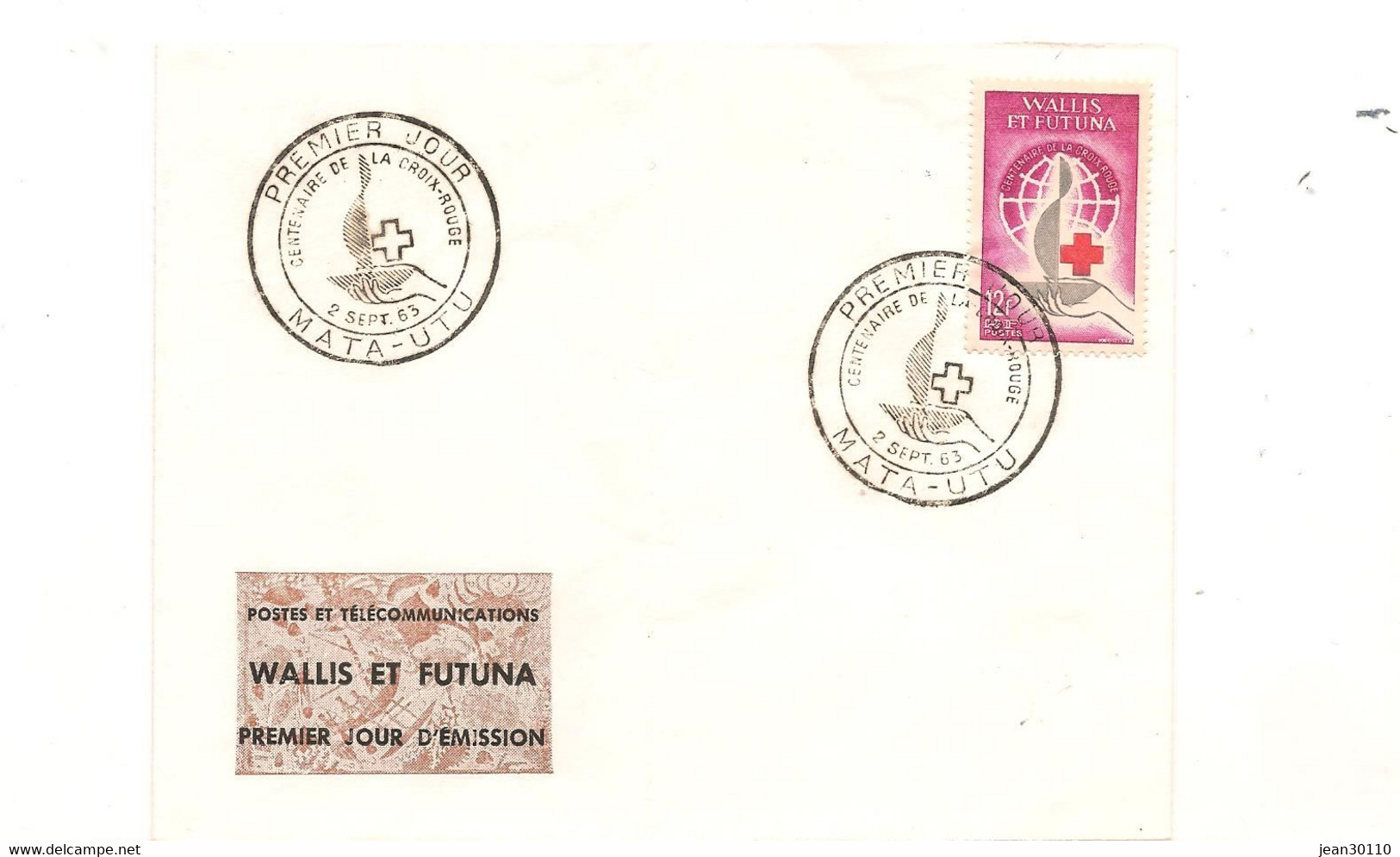 WALLIS ET FUTUNA 2 SEPT 1963 ENVELOPPE PREMIER JOUR MATA-UTU - Briefe U. Dokumente