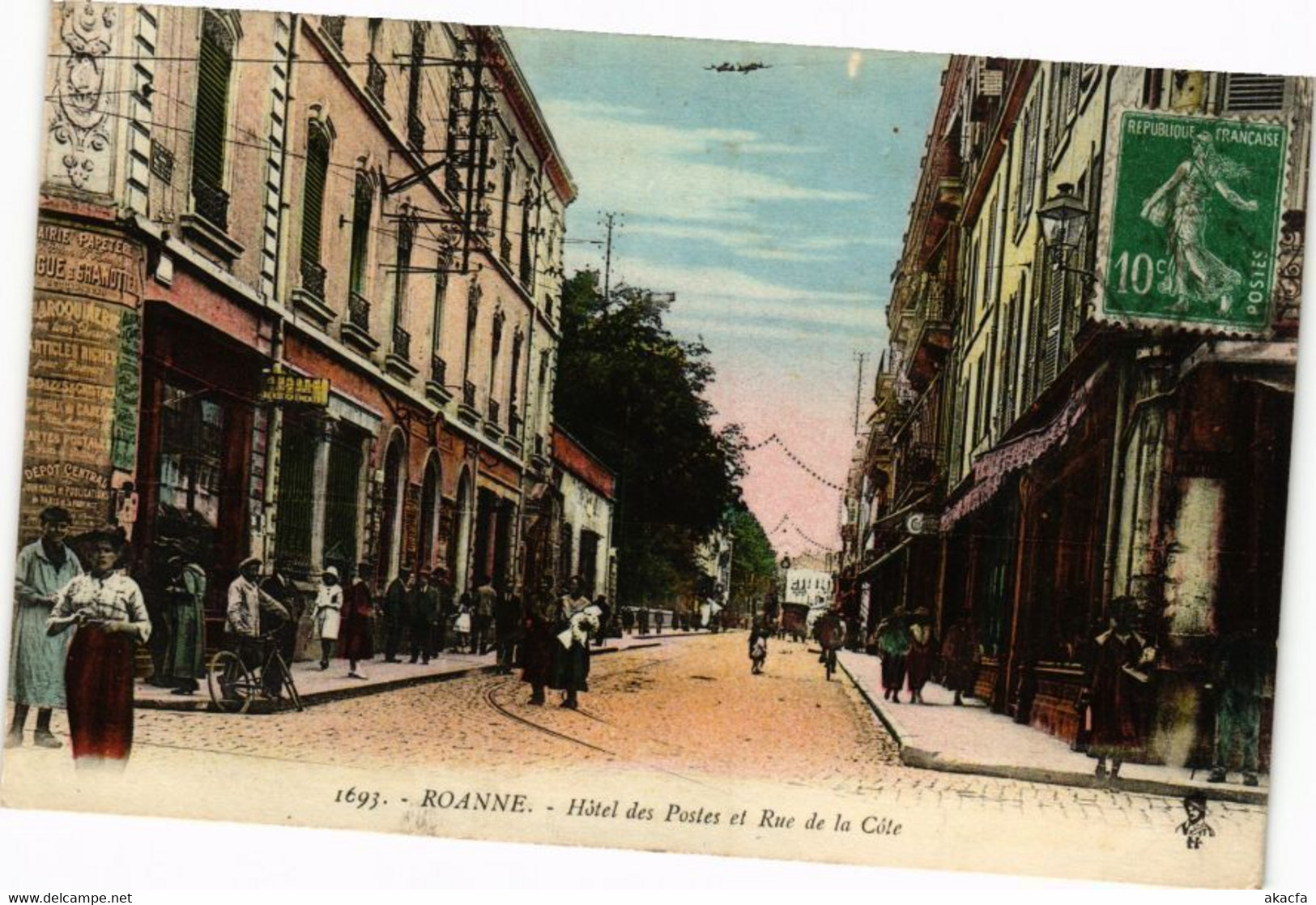 CPA ROANNE - Hotel Des Postes Et Rue De La Cote (225443) - Roanne