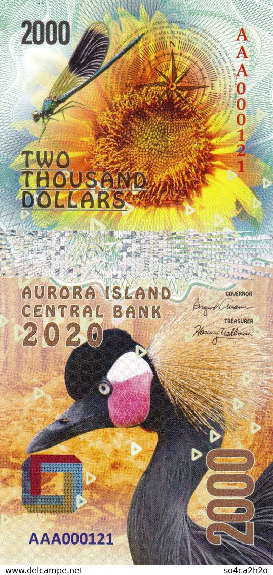 Aurora Islands 2000 Dollars 2020 UNC  POLYMER  Emission Privée - Fictifs & Spécimens