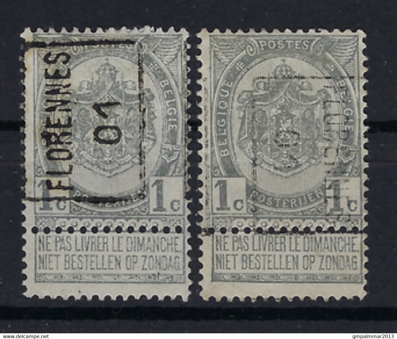 Rijkswapen Nr. 53 Voorafgestempeld Nr. 350  A + B   FLORENNES 01 ; Staat Zie Scan ! - Rollenmarken 1900-09