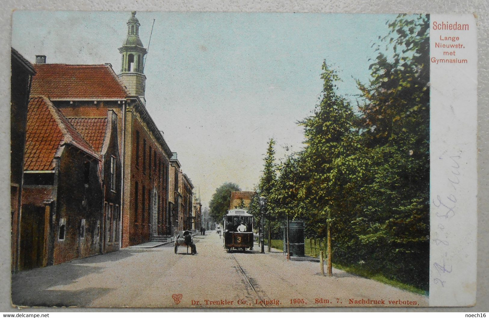 CPA 1905 NL - Schiedam, Lange Nieuwstraat Met Gymnasium - Tram - Schiedam