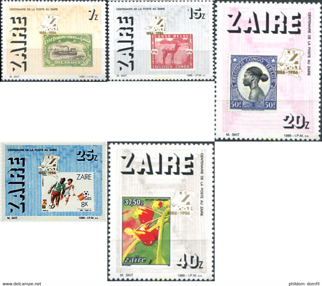 40299 MNH ZAIRE 1986 CENTENARIO DEL CORREO - 1980-1989