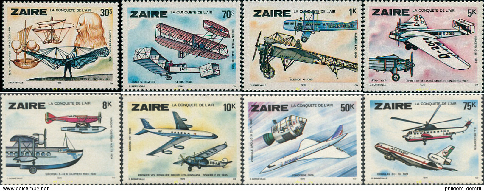 34293 MNH ZAIRE 1978 HISTORIA DE LA AVIACION - 1971-1979