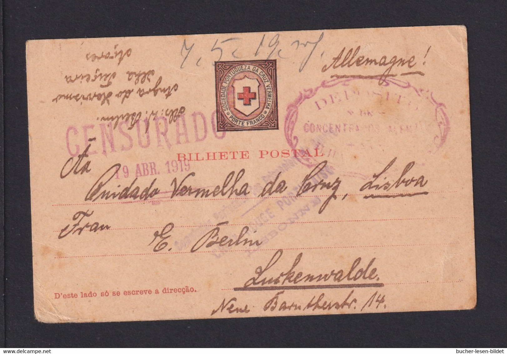 1919 - POW-Vordruckkarte Vom Roten Kreuz Aus Lager ANGRA Nach Luckenwalde - Zensuren - Brieven En Documenten