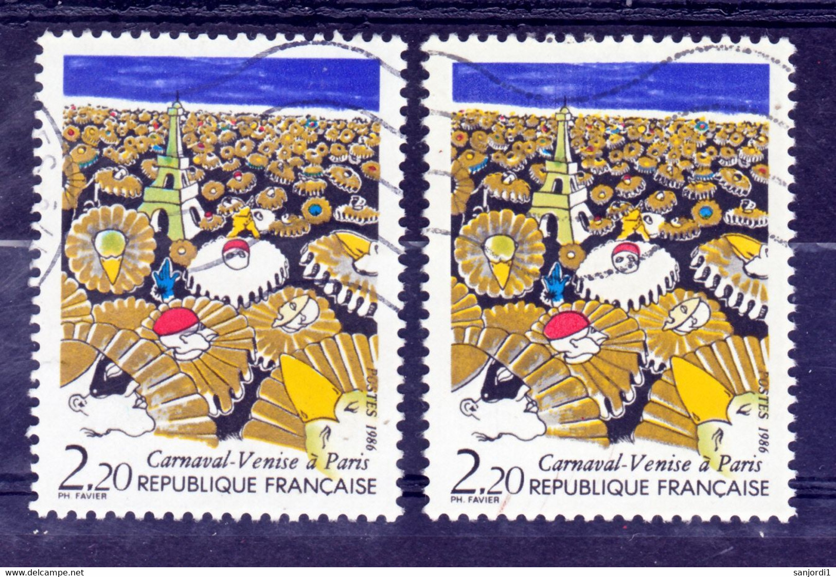 France 2395b Variété Tour Eiffel Jaune Et Normal  Oblitéré Used TB - Used Stamps