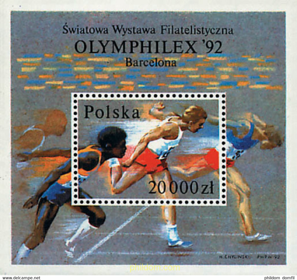229629 MNH POLONIA 1992 OLYMPHILEX 92. EXPOSICION INTERNACIONAL DE FILATELICA OLIMPICA - Non Classificati