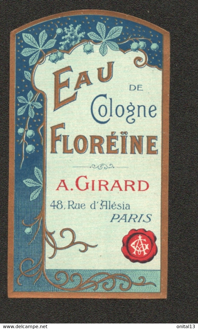 ETIQUETTE / OEAU DE COLOGNE FLOREINE A GIRARD PARIS  D1419 - Etiquettes