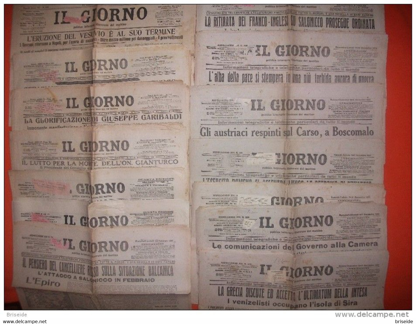 SPEDIZIONE GRATIS GIORNALI 1906...1916 NAPOLI N.14 + 7 QUOTIDIANI IL GIORNO MATILDE SERAO FONDATRICE COLLABORATRICE - First Editions