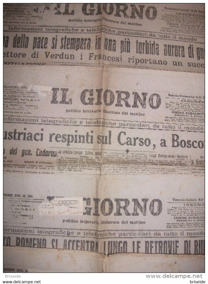 SPEDIZIONE GRATIS GIORNALI 1906...1916 NAPOLI N.14 + 7 QUOTIDIANI IL GIORNO MATILDE SERAO FONDATRICE COLLABORATRICE - First Editions