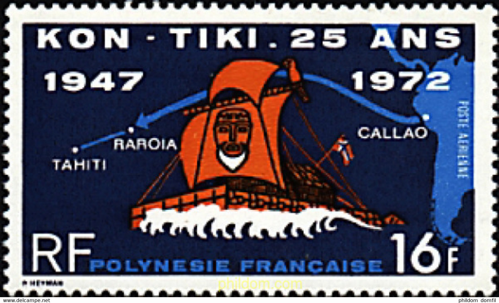 43521 MNH POLINESIA FRANCESA 1972 TRAVESIA KON TIKI - Usados