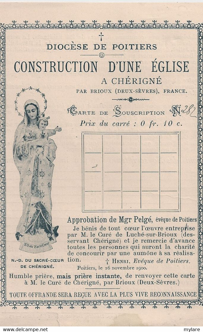 Souscription 79 Chérigné Construction église - Brioux Sur Boutonne