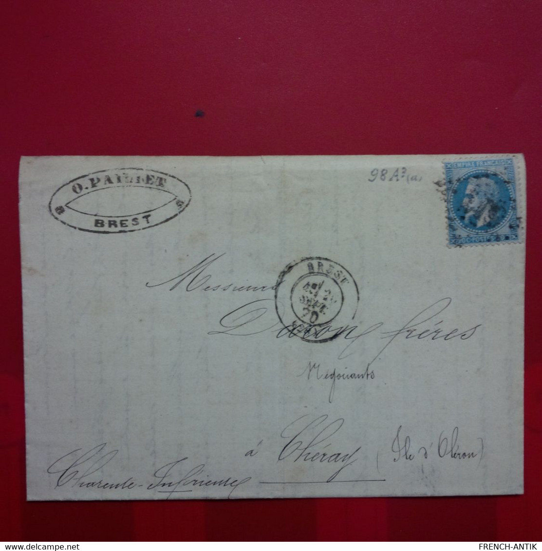 LETTRE BREST POUR THERAY 1870 - 1863-1870 Napoleone III Con Gli Allori