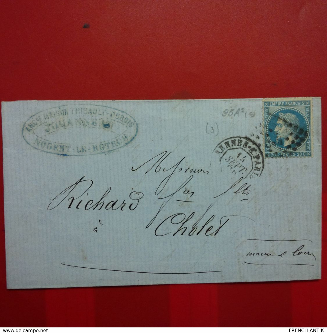 LETTRE NOGENT LE ROTROU POUR CHOLET 1870 - 1863-1870 Napoléon III Lauré