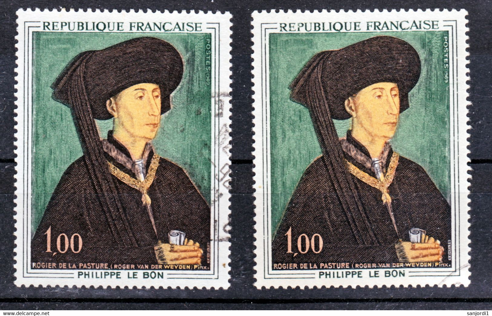 France  1587 Variété Impression Décalée Postes Sur Blanc Et Normal Oblitéré Used - Usati