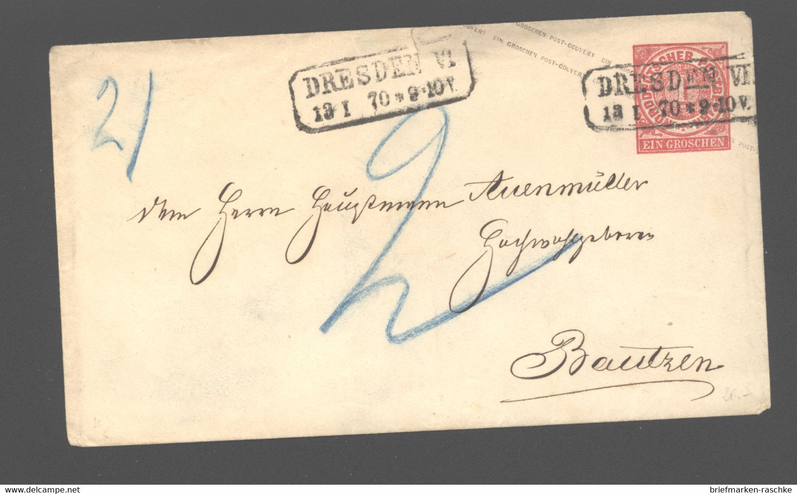 Norddeutscher Postbezirk,o,Dresden VI (206) - Entiers Postaux