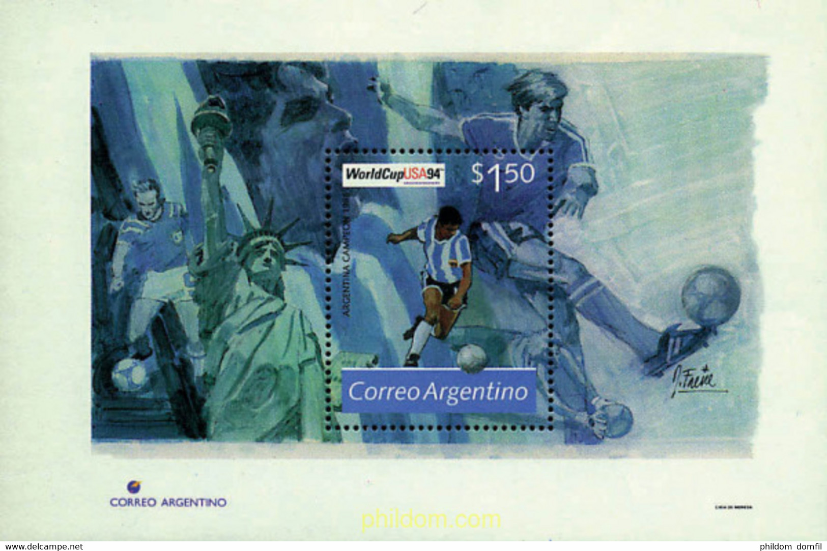 54520 MNH ARGENTINA 1994 COPA DEL MUNDO DE FUTBOL. USA-94 - Oblitérés