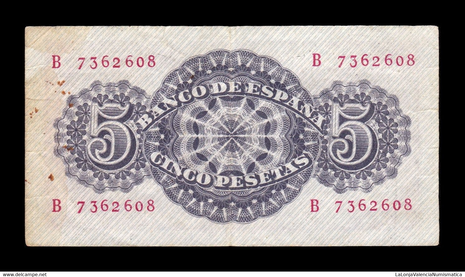 España Spain 5 Pesetas Seneca 1947 Pick 134 Serie B MBC VF - 5 Peseten