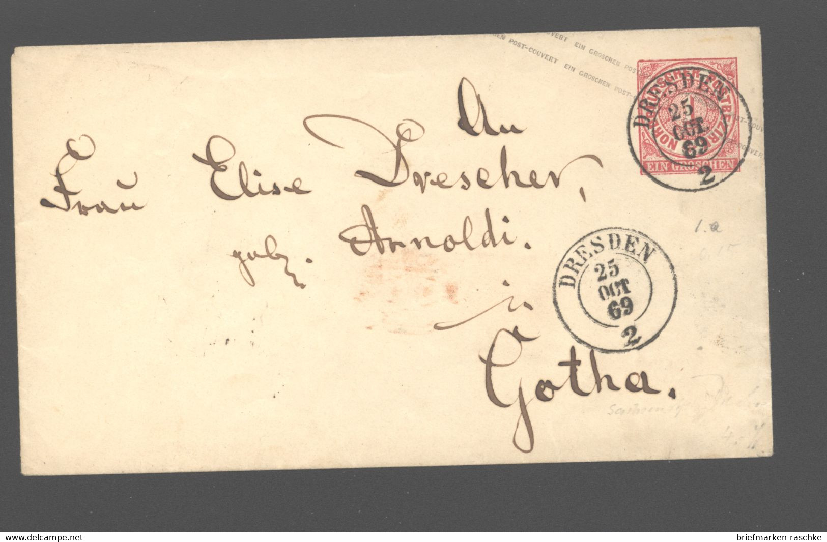 Norddeutscher Postbezirk,o,Dresden 2  (206) - Postal  Stationery