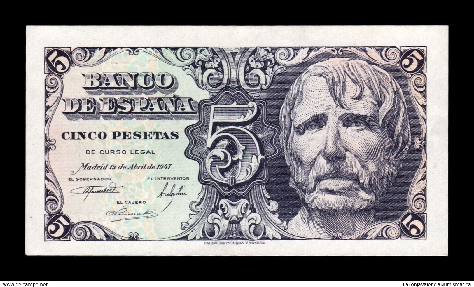 España Spain 5 Pesetas Seneca 1947 Pick 134 Serie E EBC XF - 5 Peseten