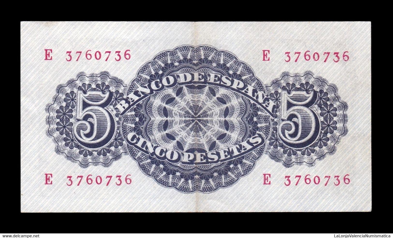 España Spain 5 Pesetas Seneca 1947 Pick 134 Serie E EBC XF - 5 Pesetas