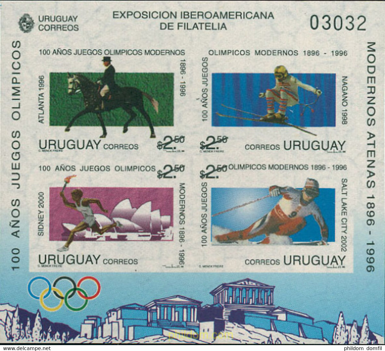 103062 MNH URUGUAY 1996 CENTENARIO DE LOS JUEGOS OLIMPICOS - Winter 1998: Nagano