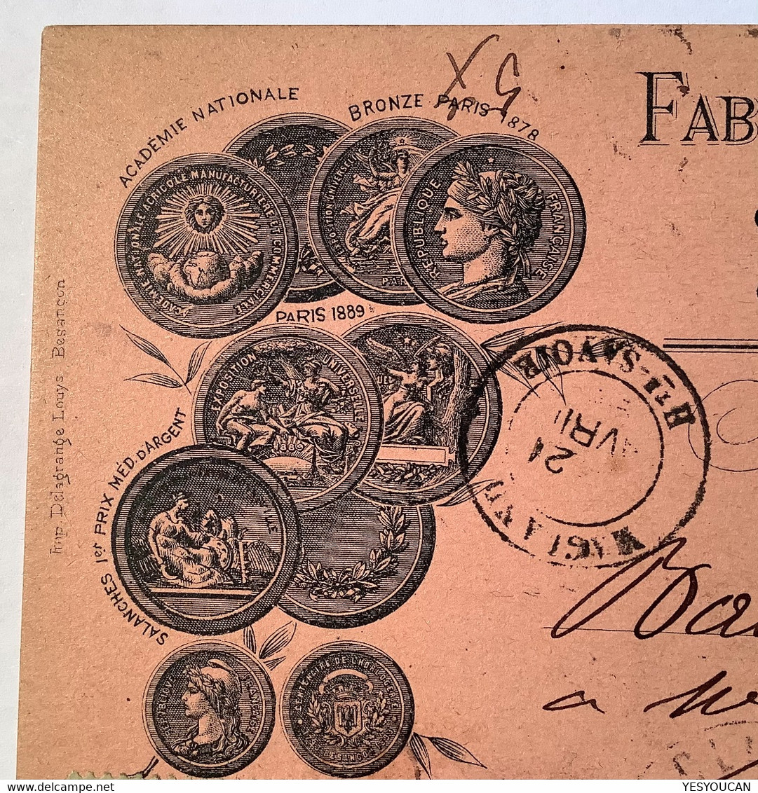 CLUSES HAUTE SAVOIE1896carte Postale FABRIQUE D’ HORLOGERIE J.B CARIZET Affr Sage>Magland(cpa Précurseur Watches France - 1877-1920: Semi Modern Period