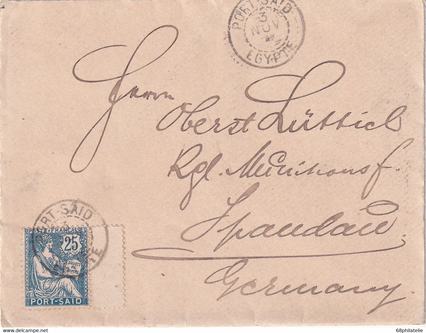 PORT SAÏD 1903 LETTRE - Storia Postale