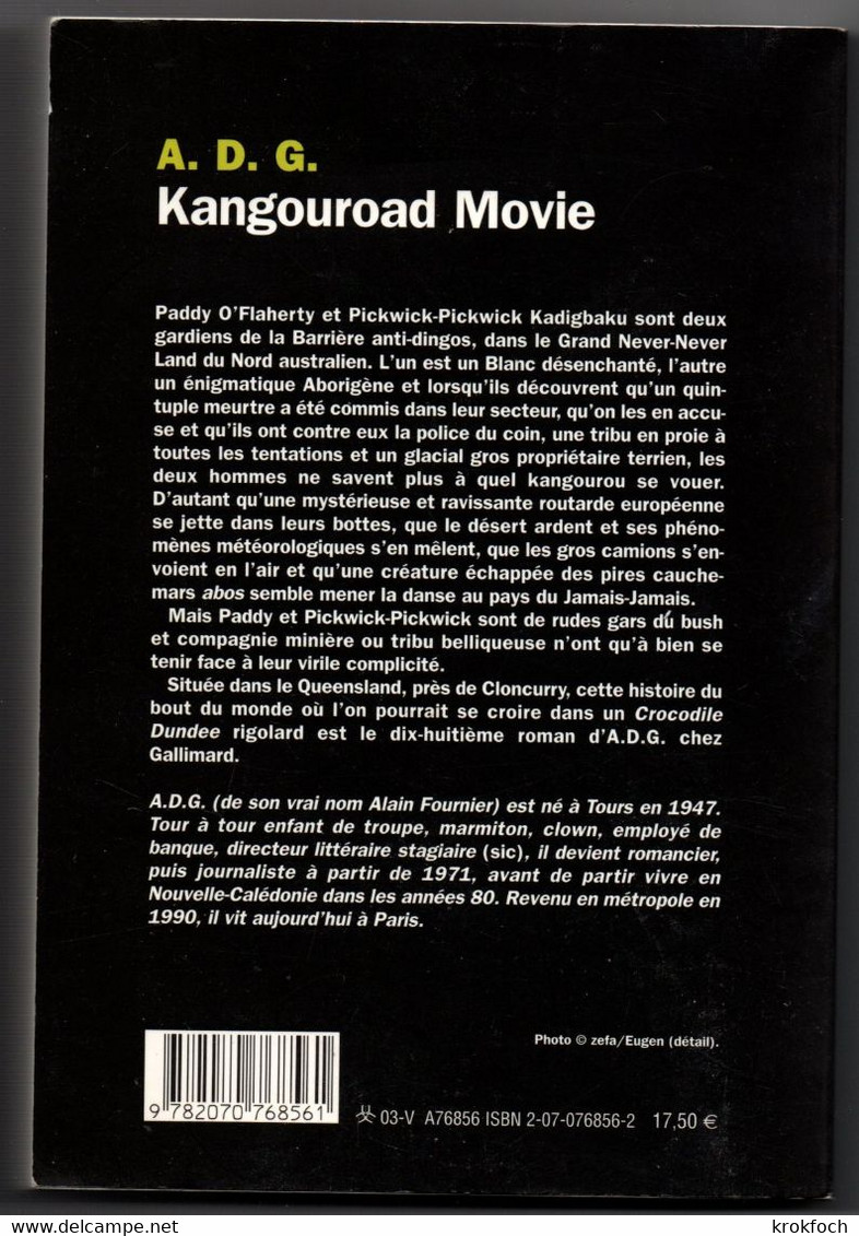 ADG - Kangouroad Movie - NRF La Noire 2003 - Roman Noir En Australie - NRF Gallimard