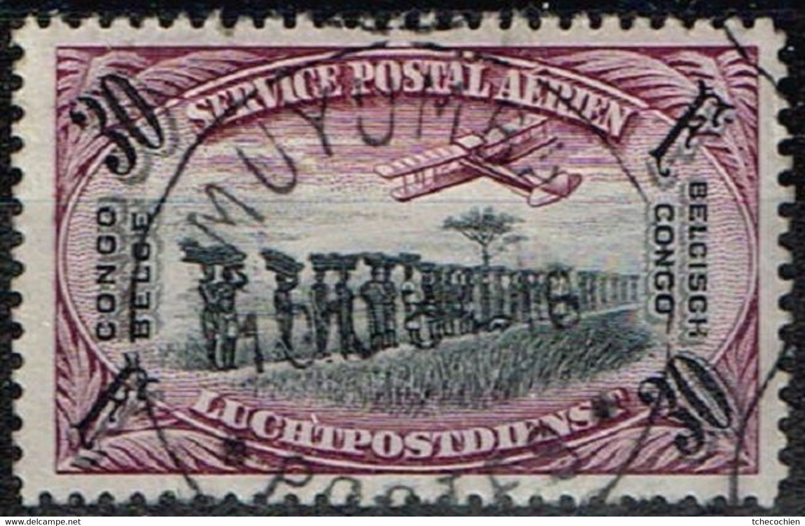 Congo Belge - 1921 - Y&T Poste Aérienne N° 6 Oblitéré Muyumba - Usados