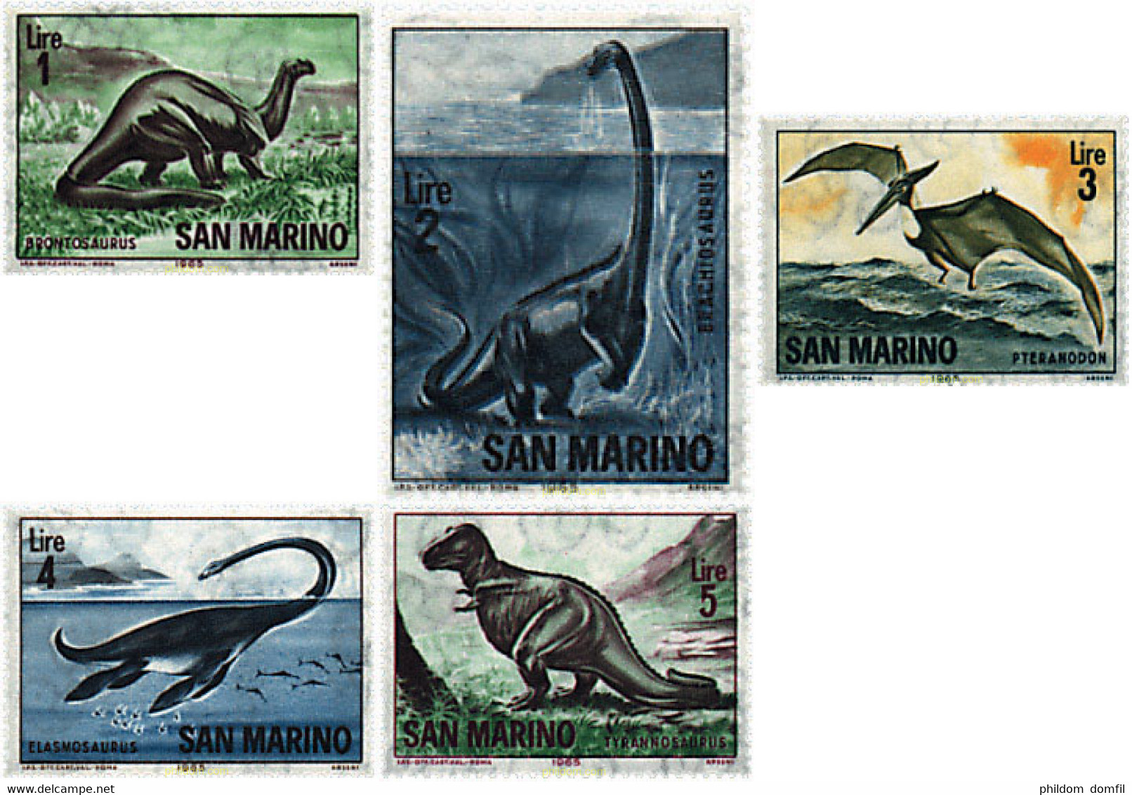 322103 MNH SAN MARINO 1965 FAUNA PREHISTORICA - Used Stamps