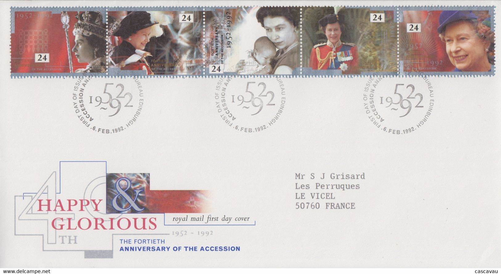 Enveloppe  FDC  1er  Jour   GRANDE  BRETAGNE   40éme  Anniversaire  D' Accession  Au  Trône   1992 - 1991-2000 Decimal Issues