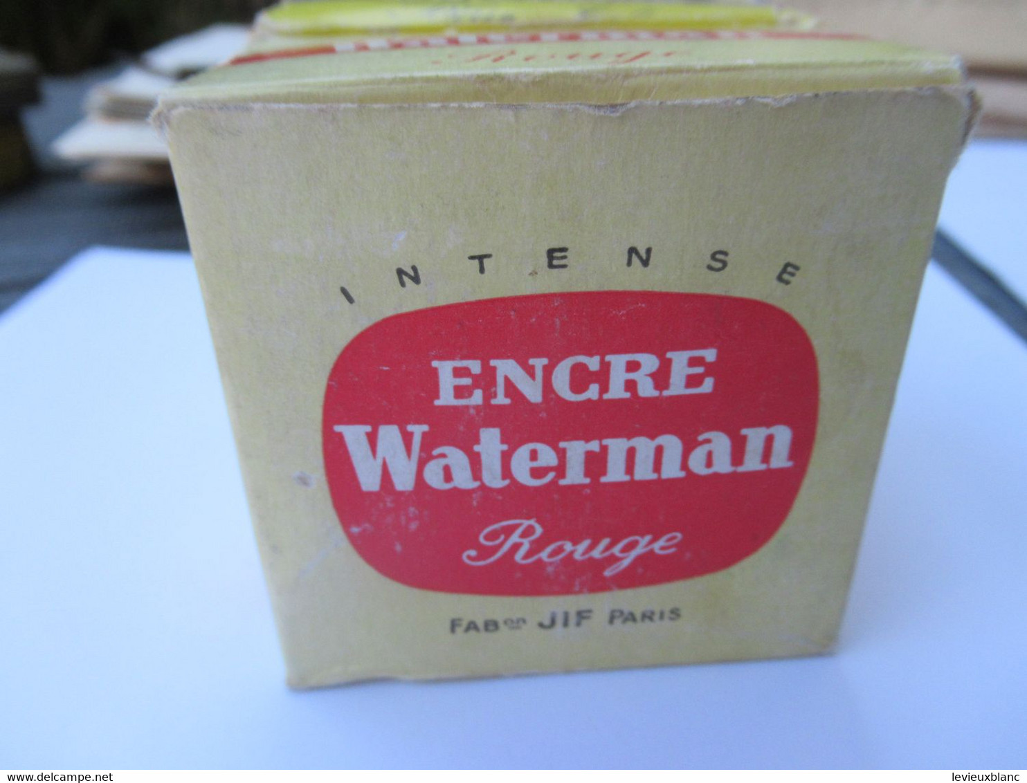 3 bouteilles d'encre waterman anciennes encore majoritairement emplies/Bleue-Rouge-Verte/JIF Paris/Vers1960-1970  CAH336