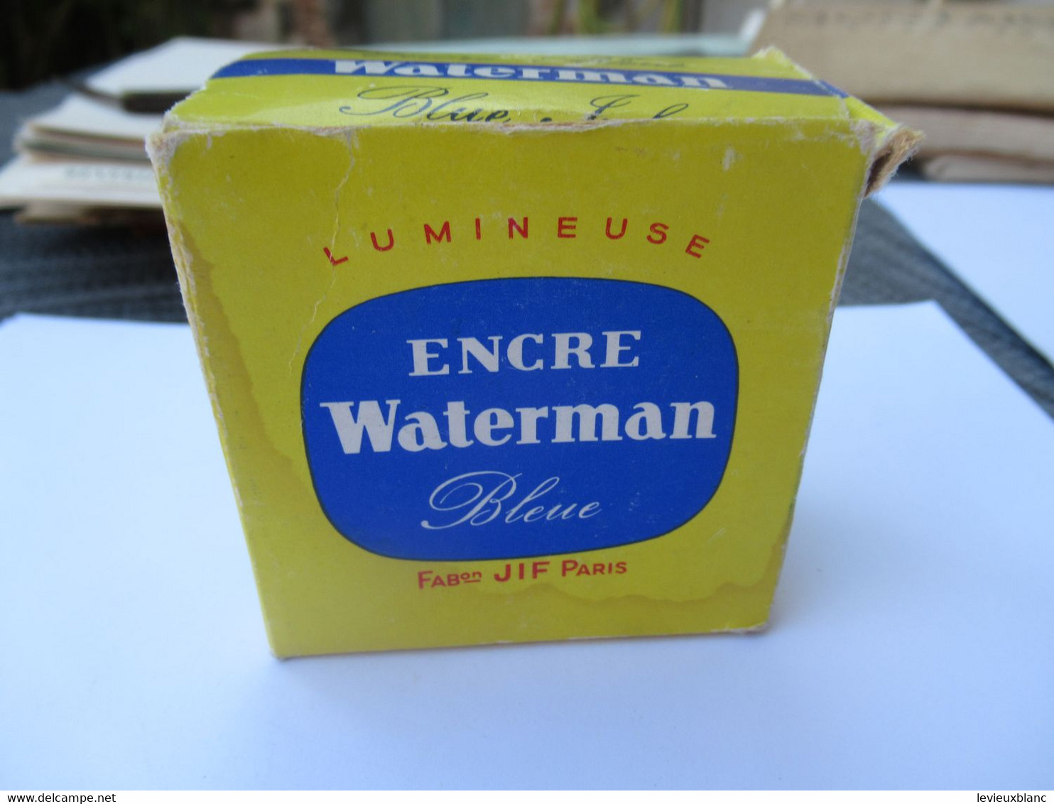 3 bouteilles d'encre waterman anciennes encore majoritairement emplies/Bleue-Rouge-Verte/JIF Paris/Vers1960-1970  CAH336