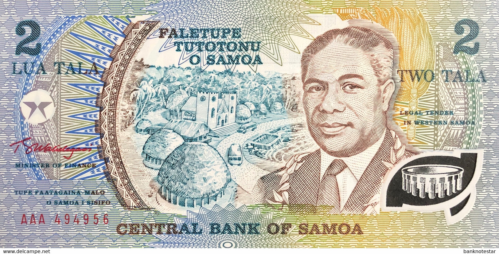 Samoa 2 Tala, P-31a (1990) - UNC - AAA Serial Number - Samoa