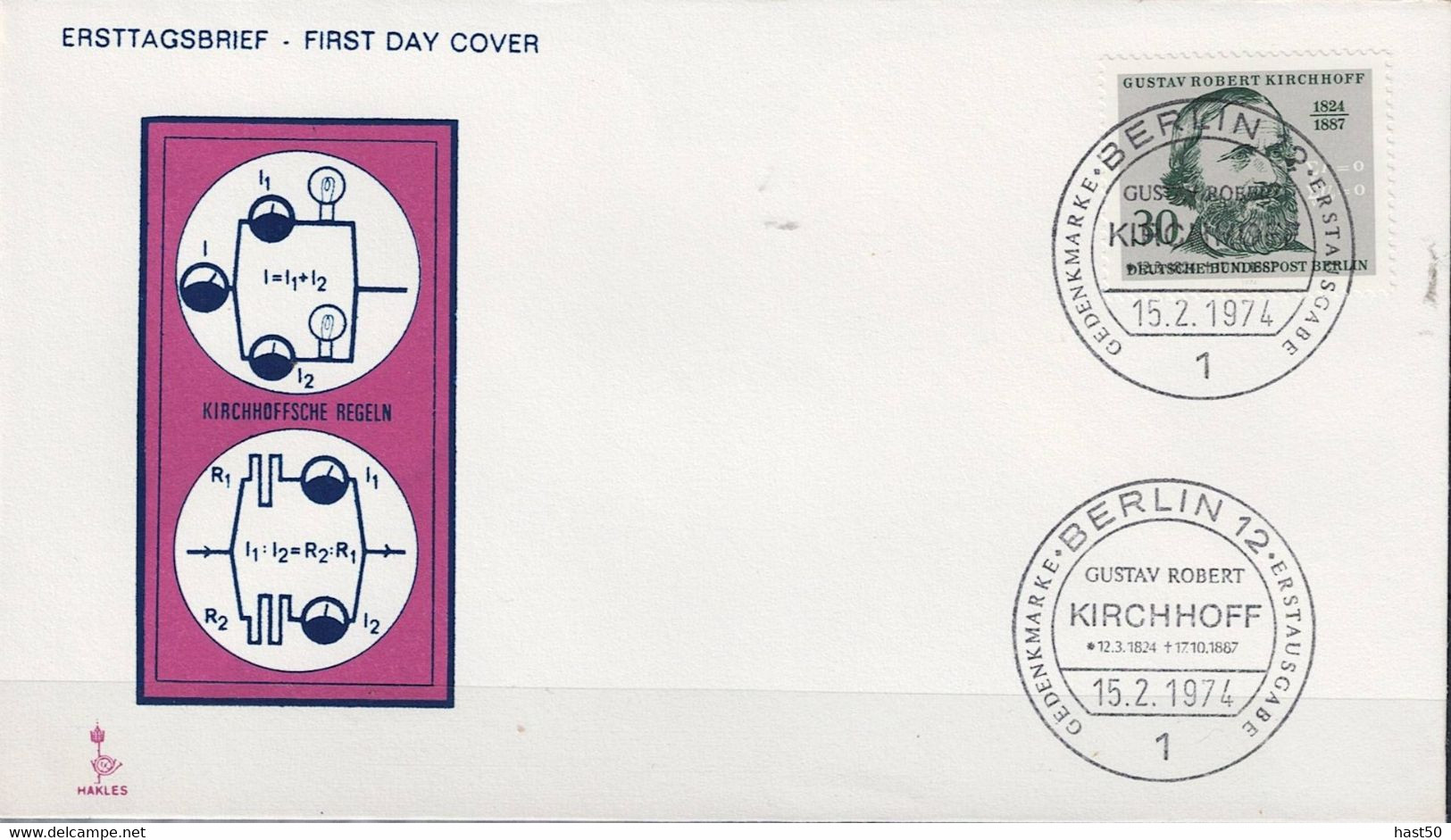 Berlin - 150. Geb. Kirchhoff (MiNr: 465) 1974 - FDC Illustriert - 1971-1980