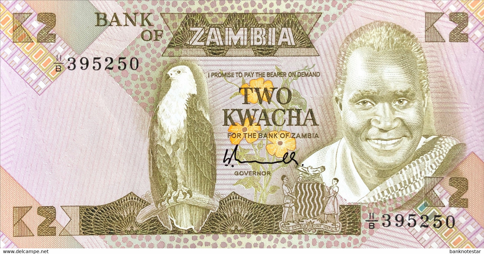 Zambia 2 Kwacha, P-24a (1980) - UNC - Signature 5 - Zambie