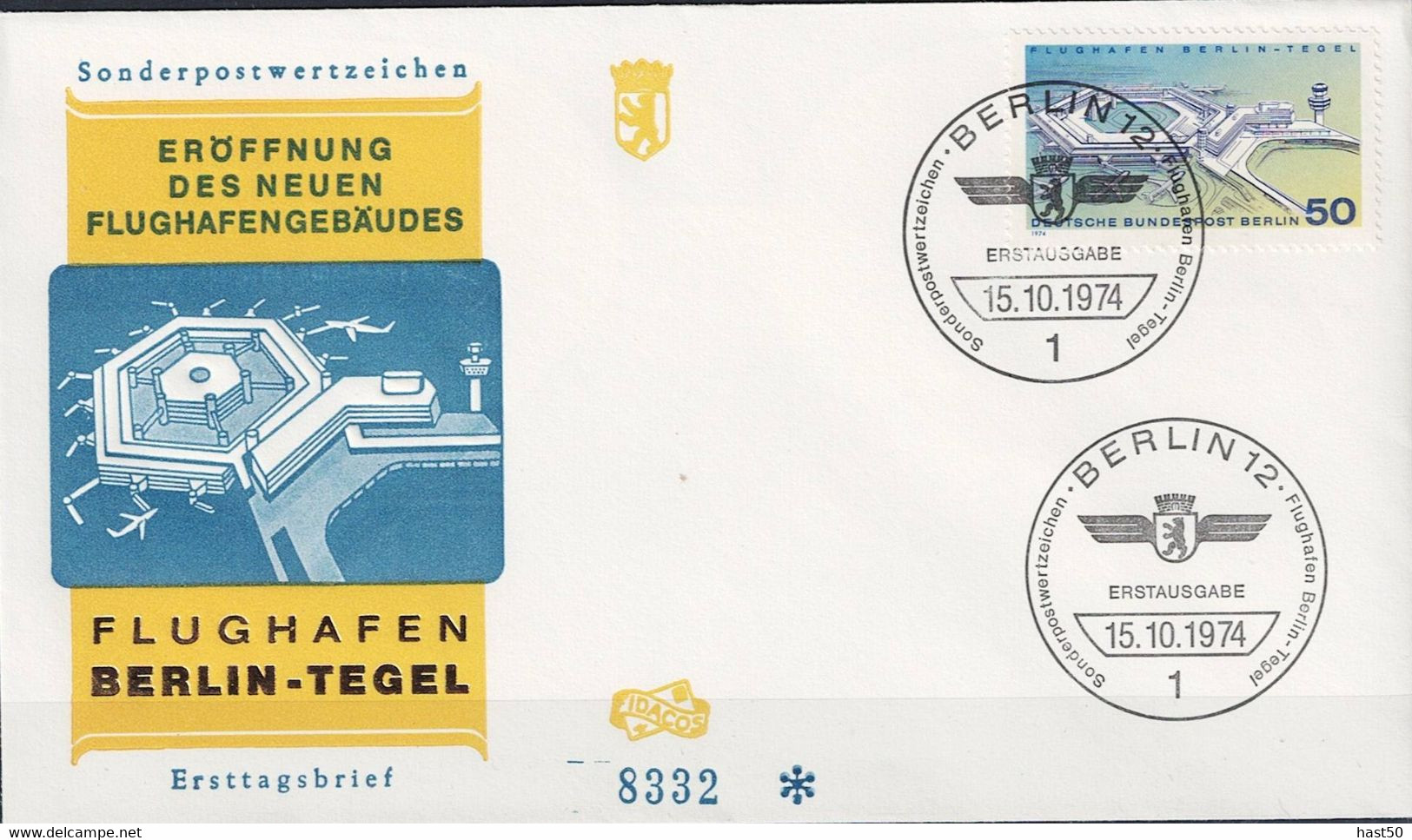Berlin - Flughafens Berlin-Tegel (MiNr: 477) 1974 - FDC Illustriert - 1971-1980