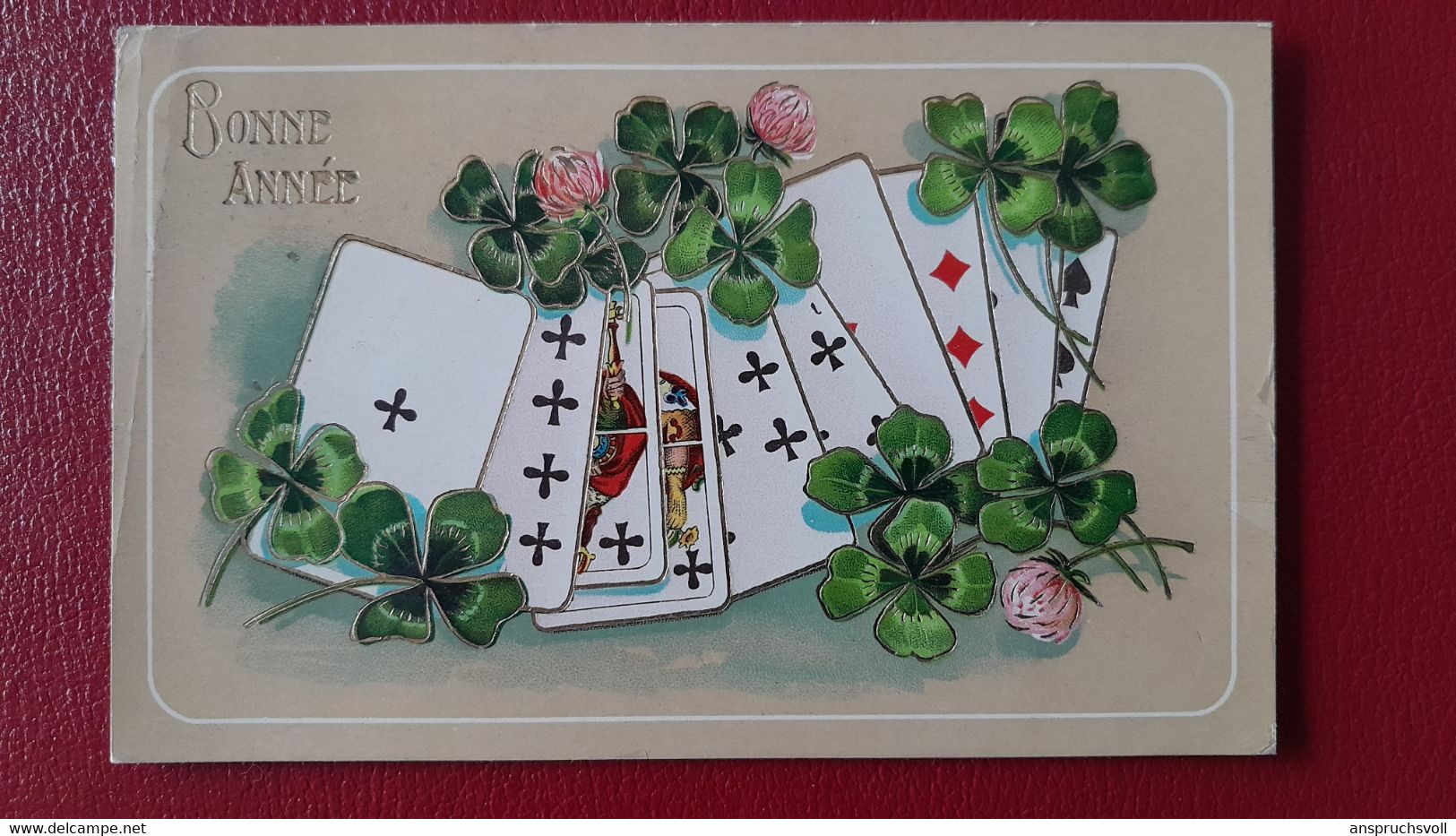 CPA - FANTAISIES - BONNE ANNEE - CARTE A JOUER - TREFLE - Playing Cards