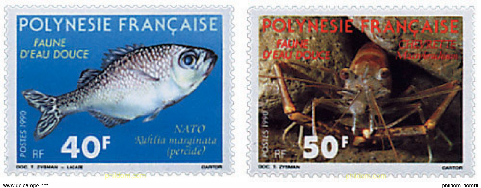43633 MNH POLINESIA FRANCESA 1990 FAUNA DE AGUA DULCE - Used Stamps