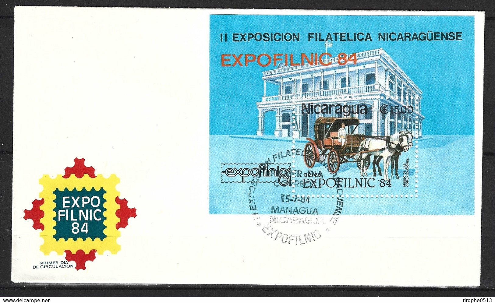 NICARAGUA. BF 168 De 1984 Sur Enveloppe 1er Jour. Carriole. - Diligences