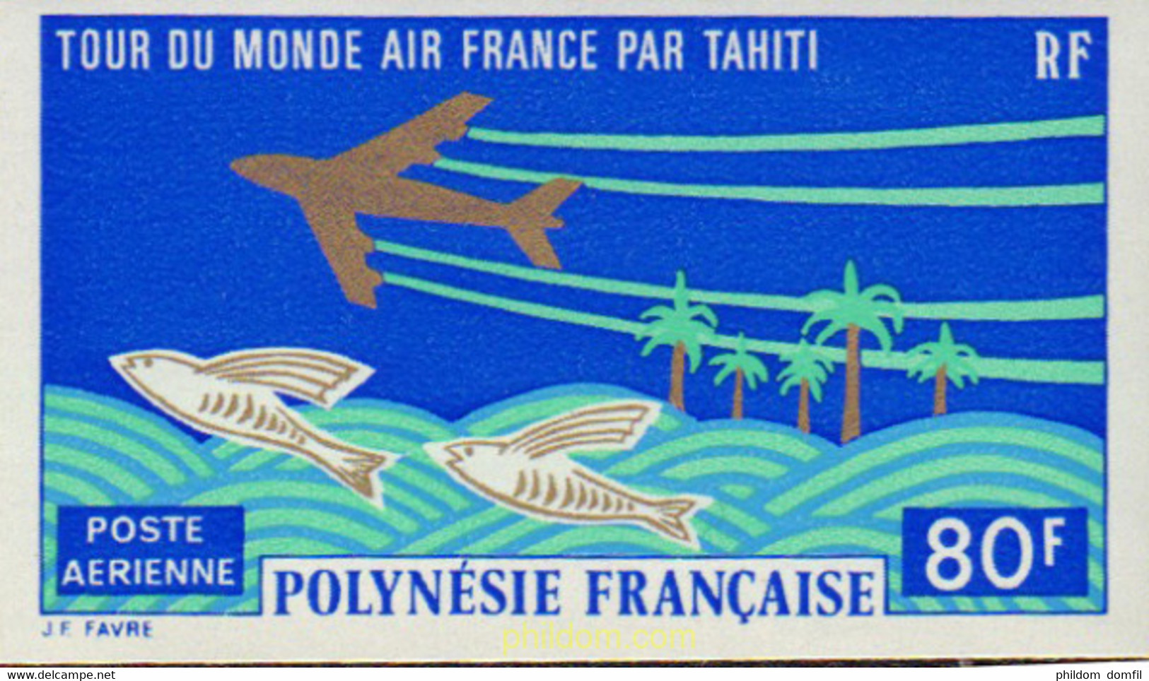 147804 MNH POLINESIA FRANCESA 1973 VUELTA AL MUNDO "AIR FRANCE" POR TAHITI - Usati