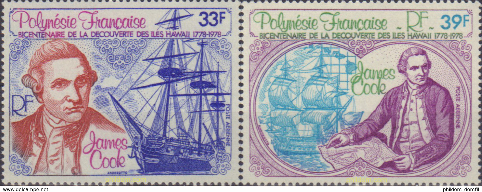 43579 MNH POLINESIA FRANCESA 1978 250 ANIVERSARIO DEL NACIMIENTO DEL CAPITAN COOK - Oblitérés